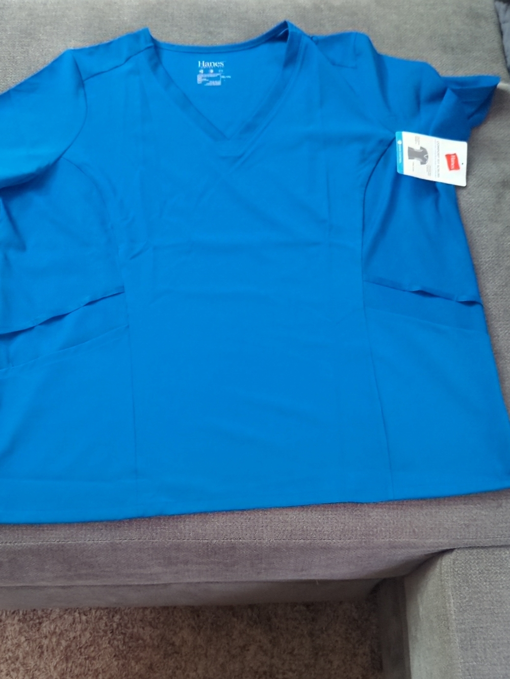 Hanes Women's V-Neck Scrubs Top in Blue